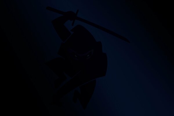 Ninja with a sword hiding in the shadows