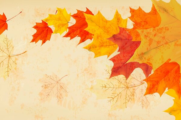 The wind drives autumn leaves