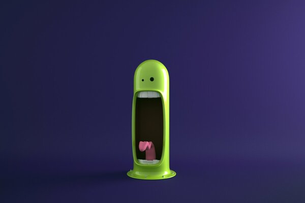 Cute green monster on purple