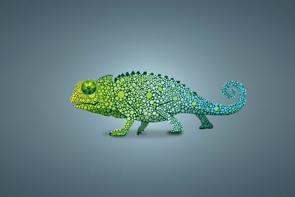 Caméléon minimaliste sur fond clair