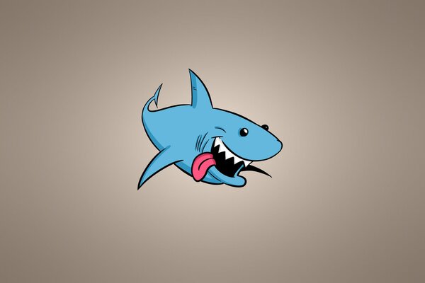 Requin bleu avec des dents pointues, sur fond clair