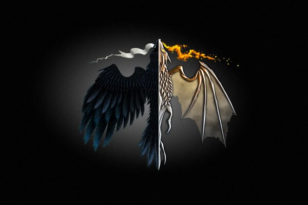 Dragon on a dark background, game of Thrones