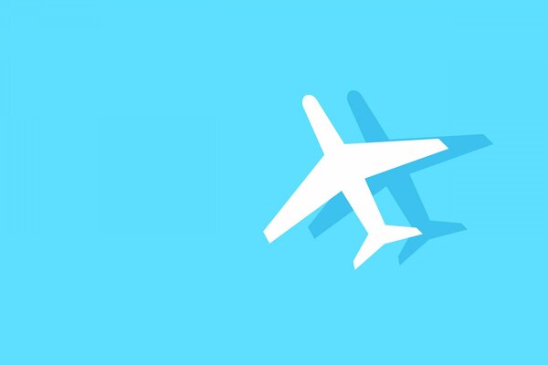 Vector image of a white airplane on a blue background