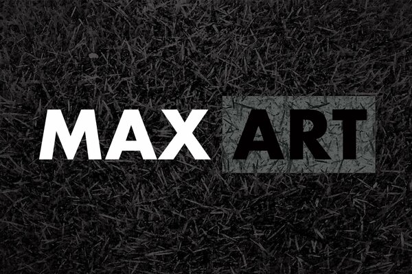 Logotipo Maxart sobre un fondo negro texturizado