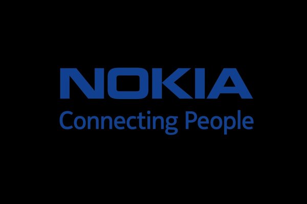 Blue lettering on a black Nokia background