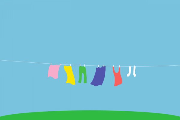 A clothesline with clean clothes