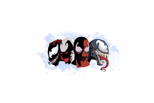 Symbiotes de Marvel sur fond blanc