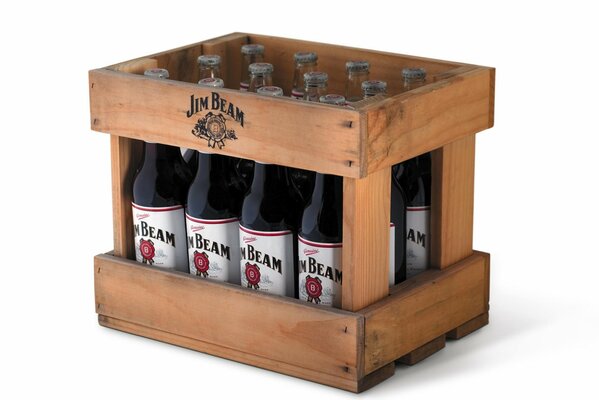 Wooden box. Jim Beam Whiskey