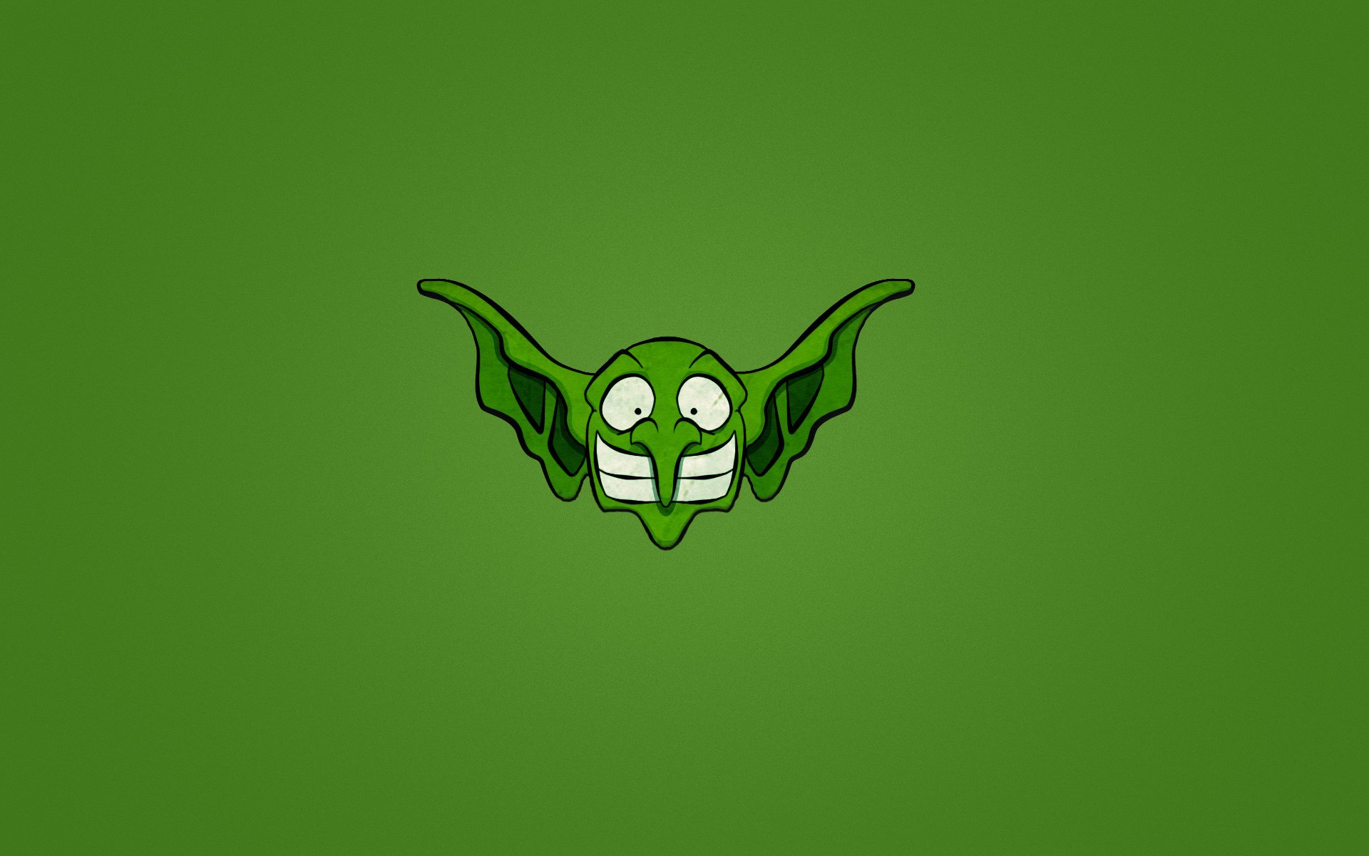 goblin fondo verde cabeza sonrisa orejas nariz minimalismo