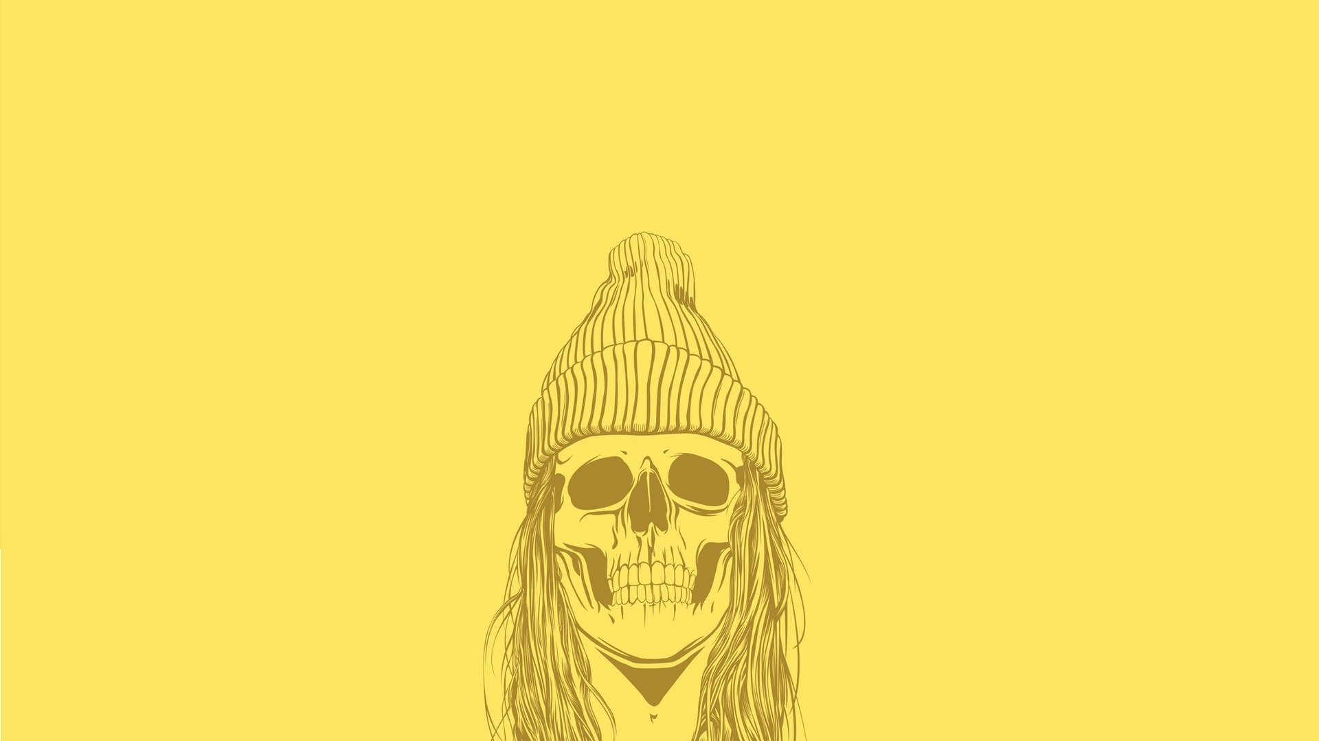 cranio cappello minimalismo capelli arte arte giallo carta da parati