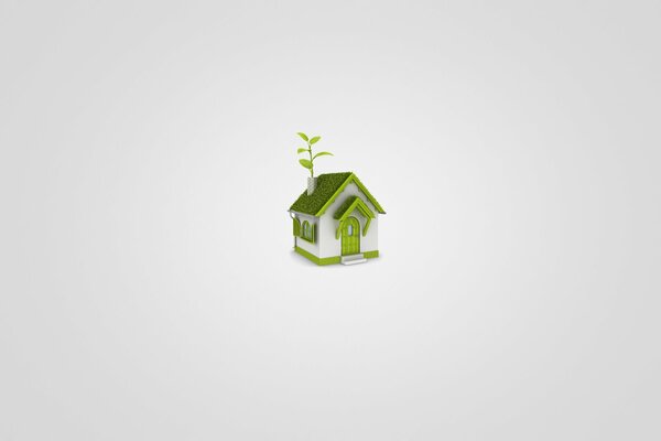 Green house on a white background