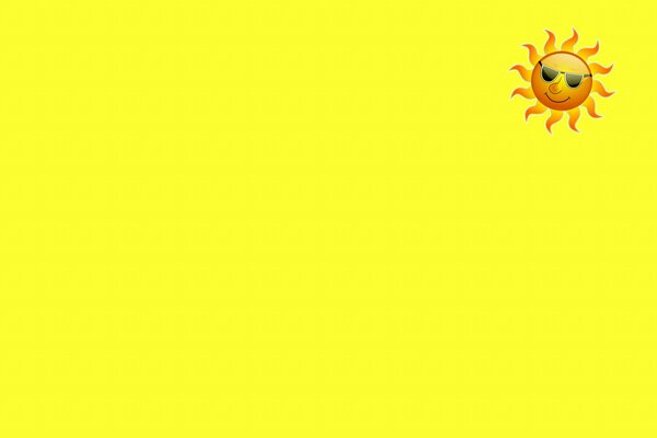 Sobre un fondo amarillo, el sol con gafas