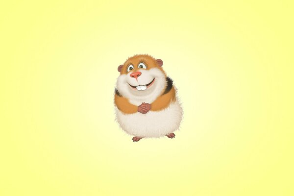 Hamster souriant sur fond jaune