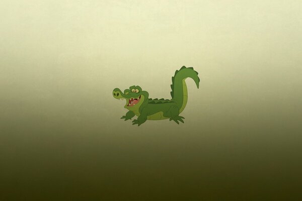 Green crocodile on a green background