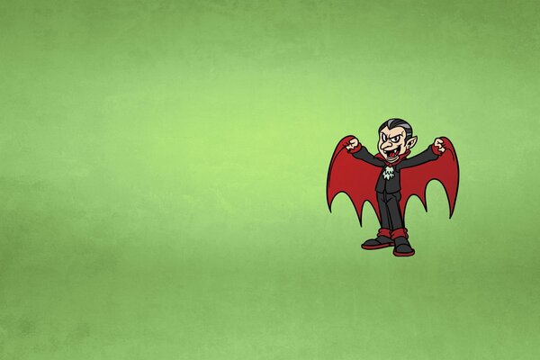 The painted Prince Dracula shows red wings on a green background