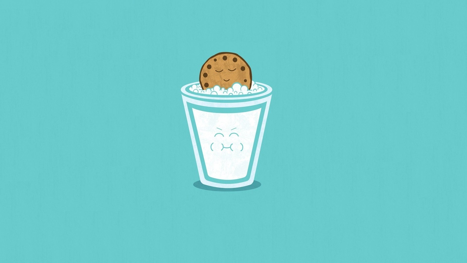 glass of milk cookie minimalism smile blue art