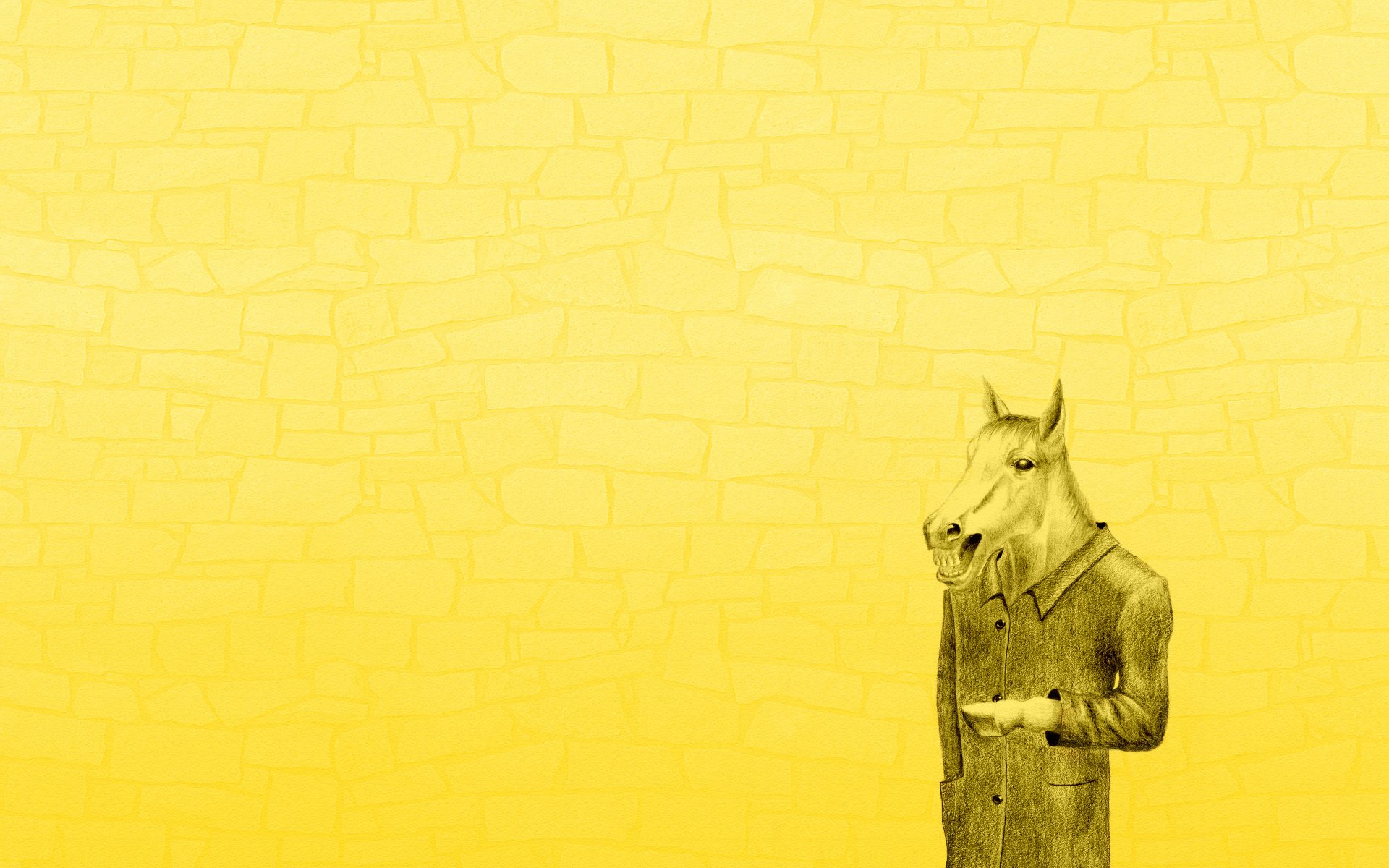 cheval en manteau fond jaune minimalisme