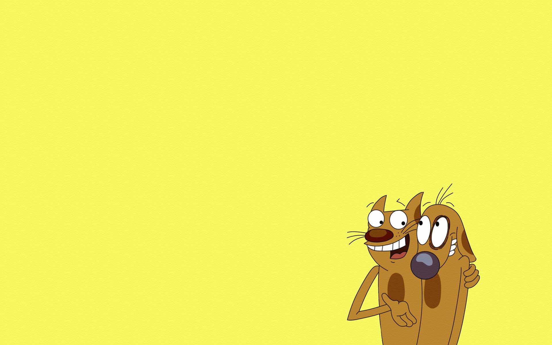 kotopes catdog cat and dog embrace yellow background minimalism