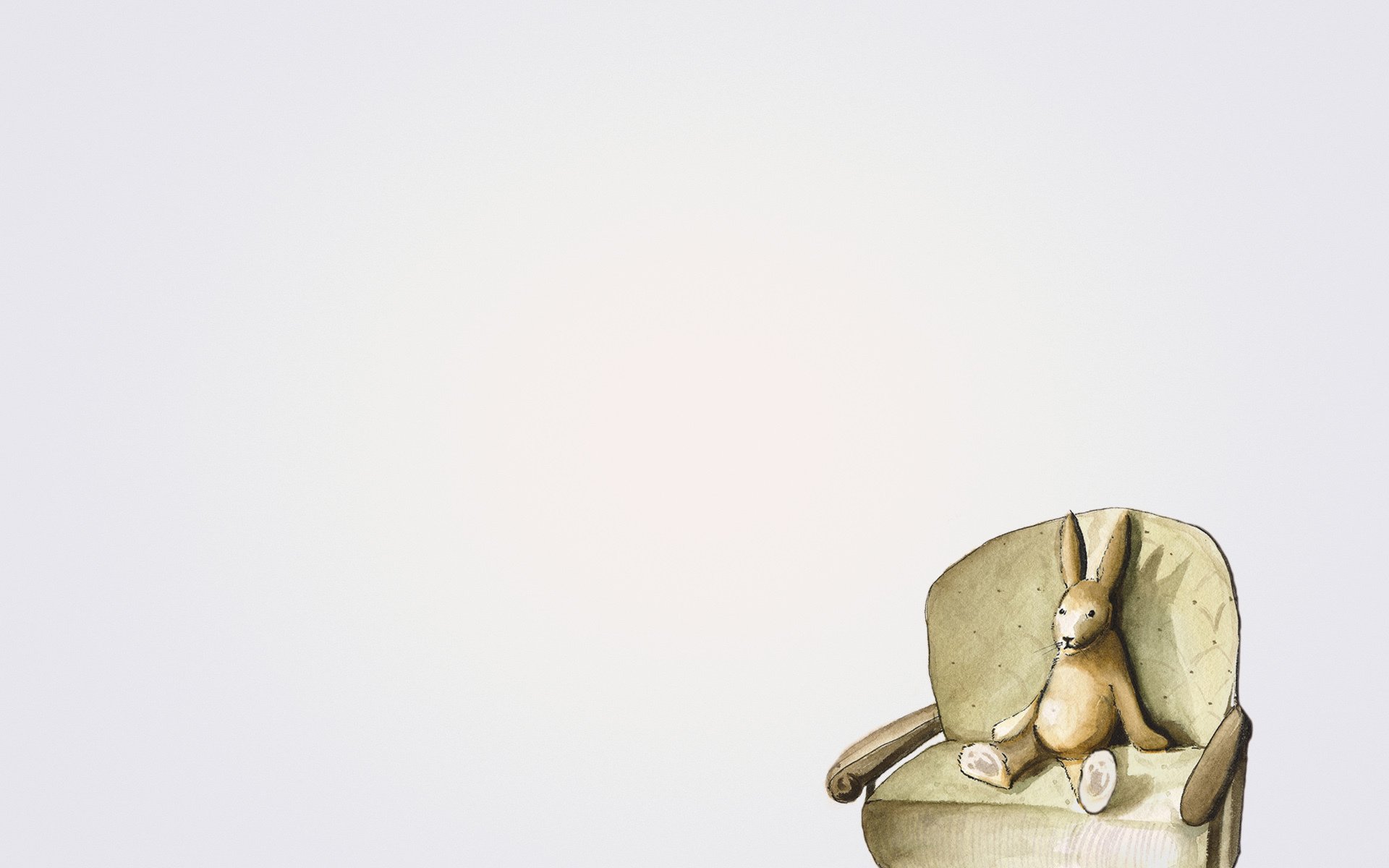 rabbit hare light background sitting sofa minimalism