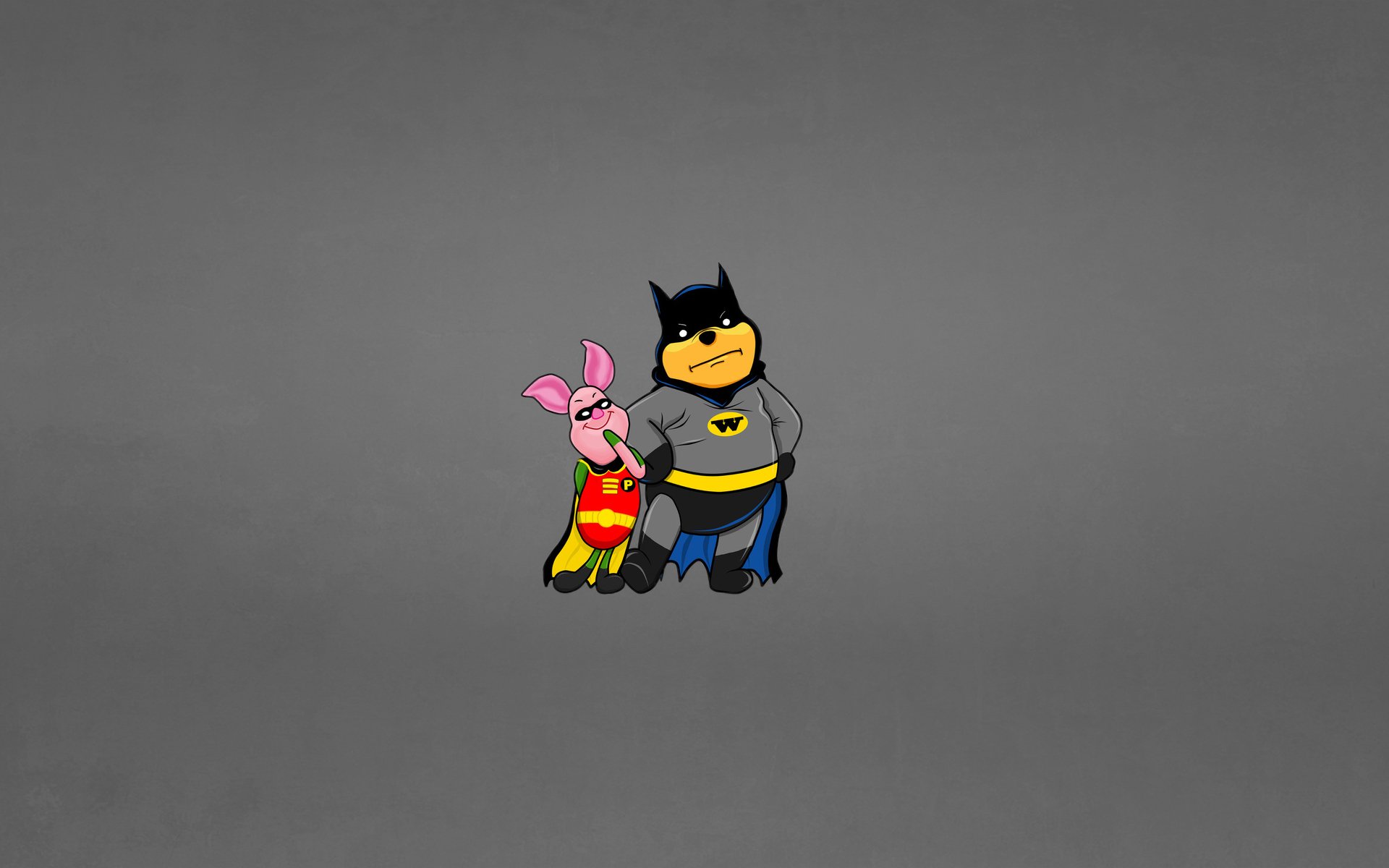 winnie the pooh winnie-the-pooh snout batman and robin batman robin funny dark background minimalism