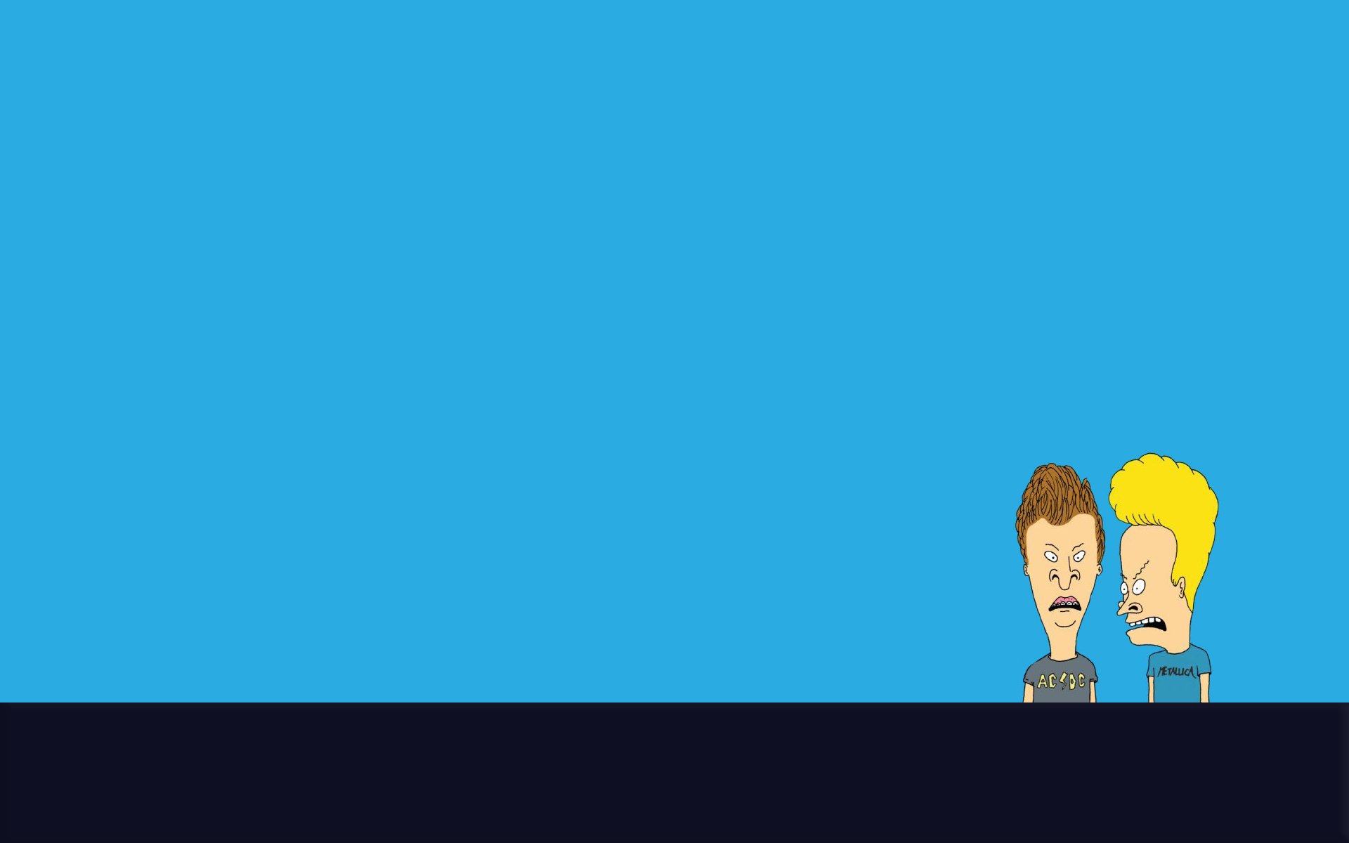 beavis et butt-head vue bande fond bleu minimalisme