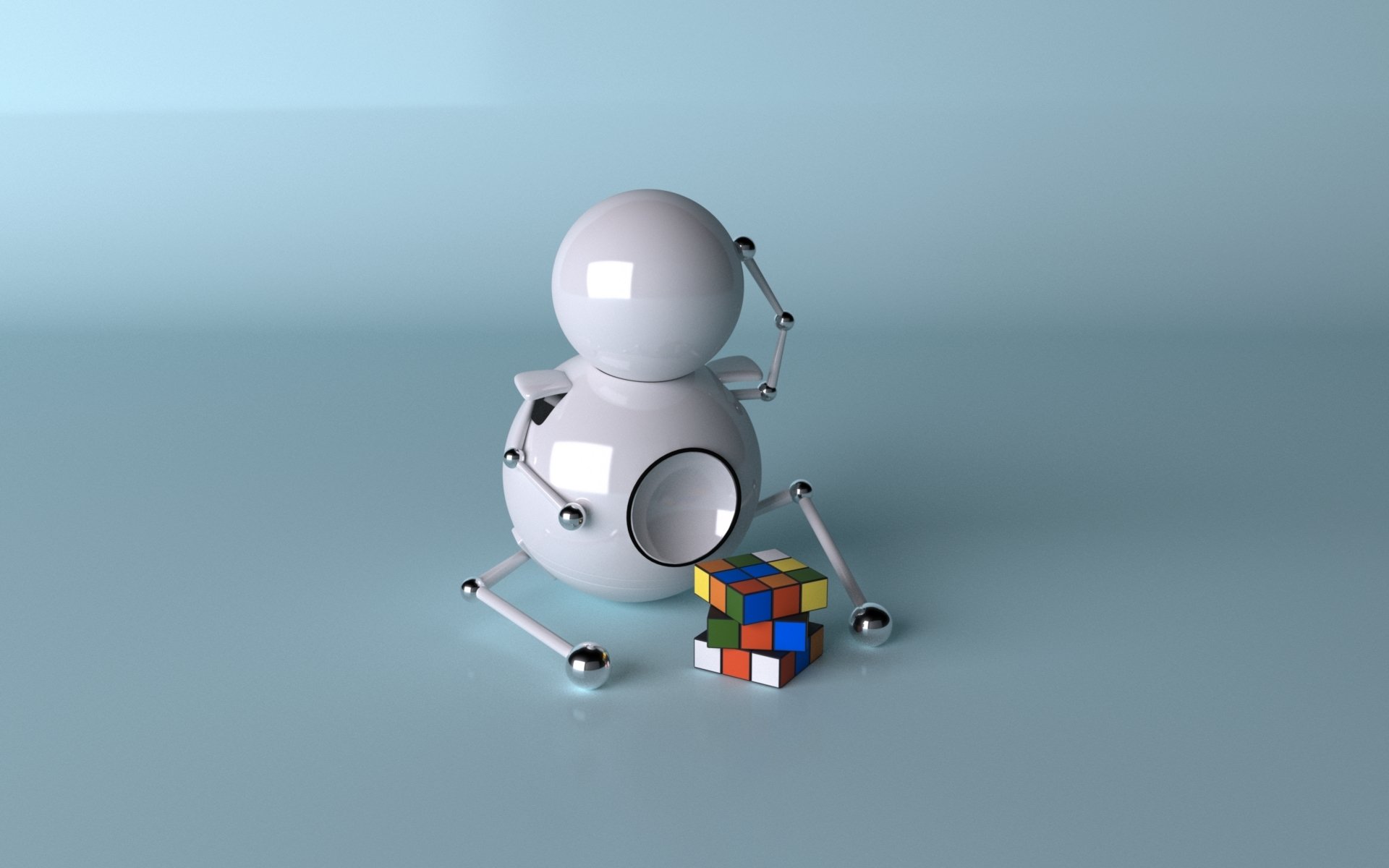 rendering uomo cubo rubik palle figura riflessione