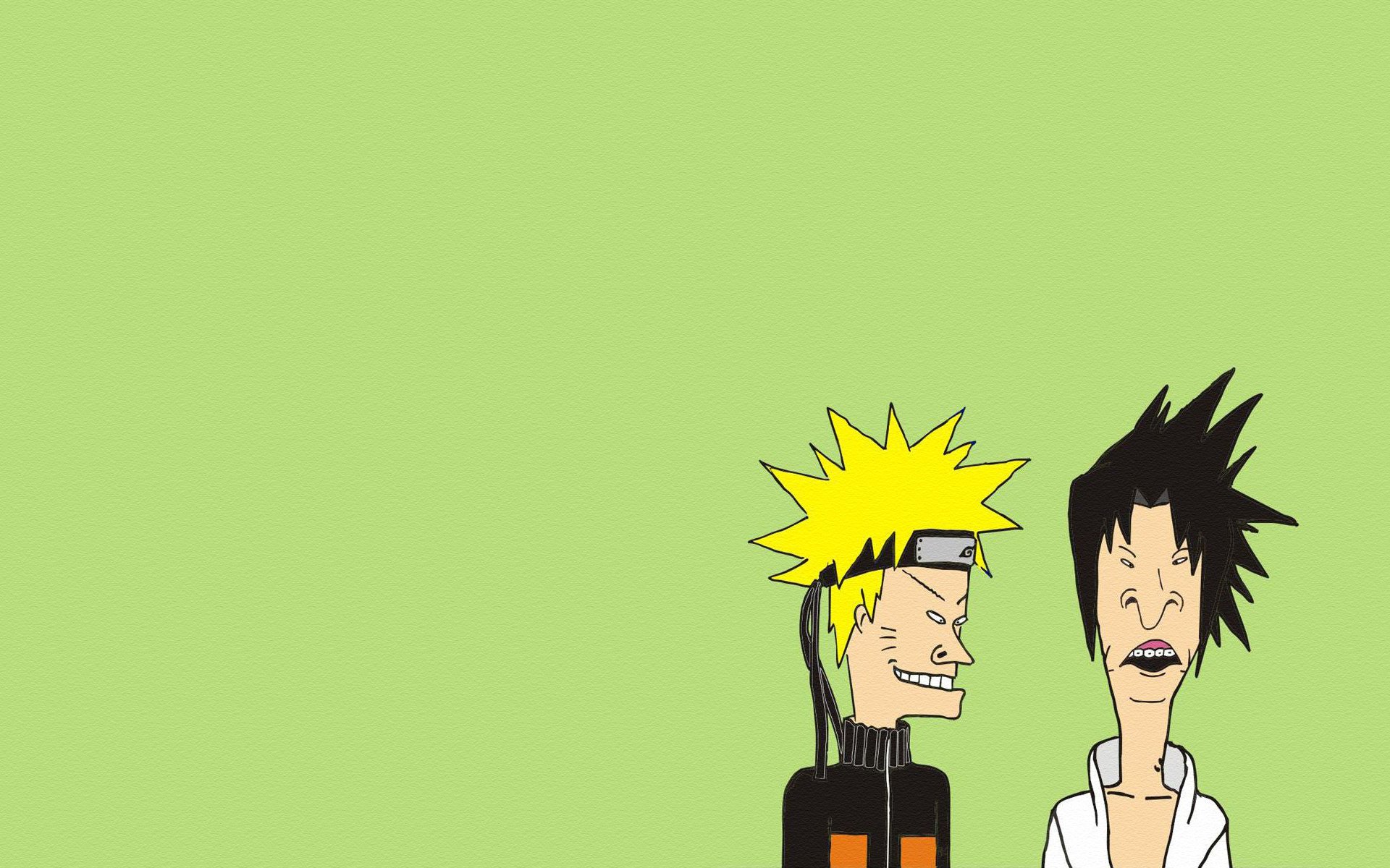 beavis and butthead naruto dudes fun minimalism green background