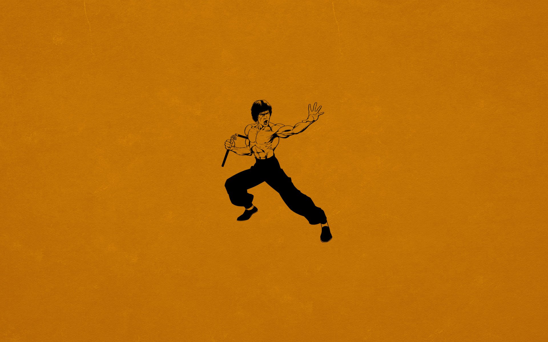 bruce lee kung fu nunchaku naranja oscuro minimalismo