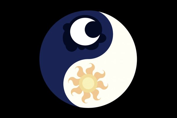 Yin-Yang with the sun and the month