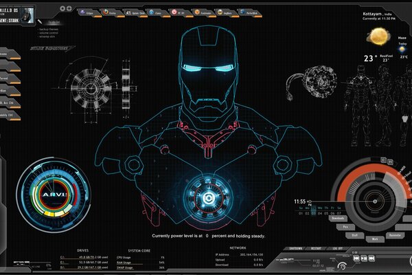 Art iron man, computer screen