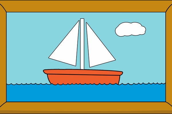 A picture with a boat from the Simpsons cartoon