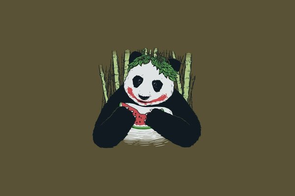 Guter Panda isst Wassermelone