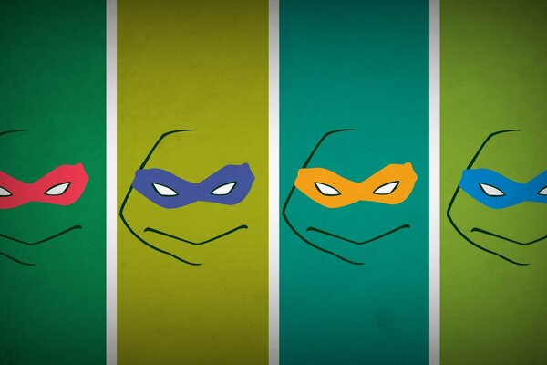 Quatre Teenage mutant ninja Turtles dans un style minimaliste