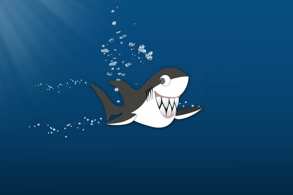 Funny shark with teeth in the ocean