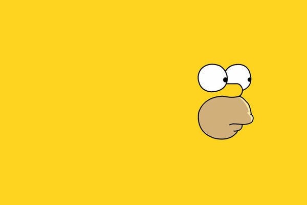 Homers Gesicht auf gelbem Hintergrund