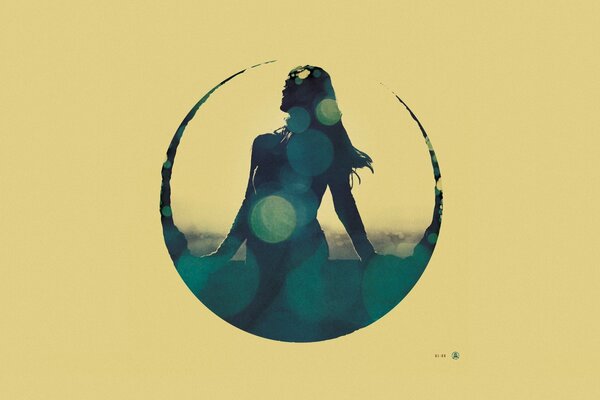 Image of a girl on the background of a circle