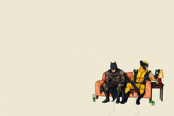 Batman y Wolverine juegan en el Sofá