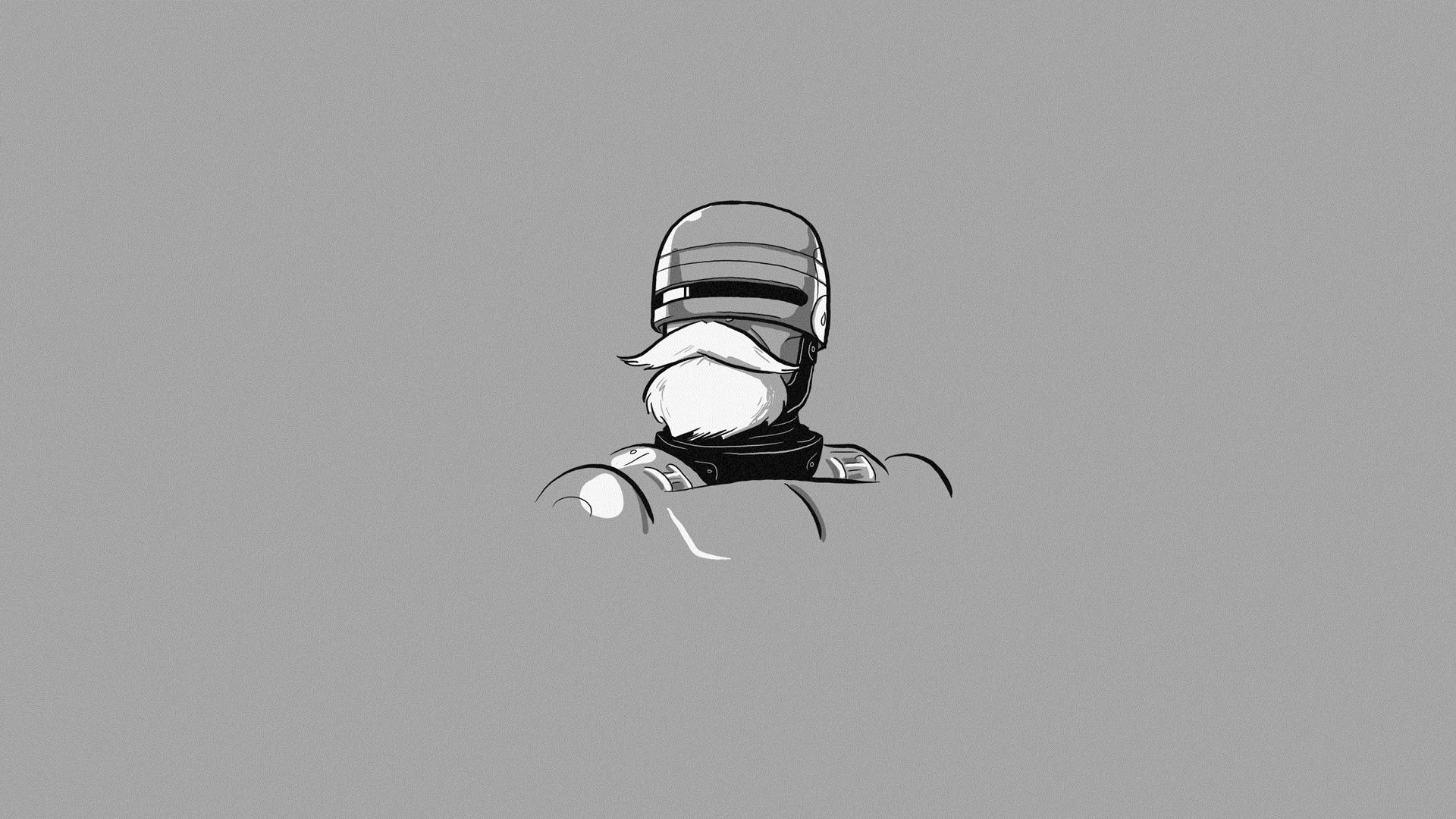 minimalismo robocop robot arte fondo gris humor