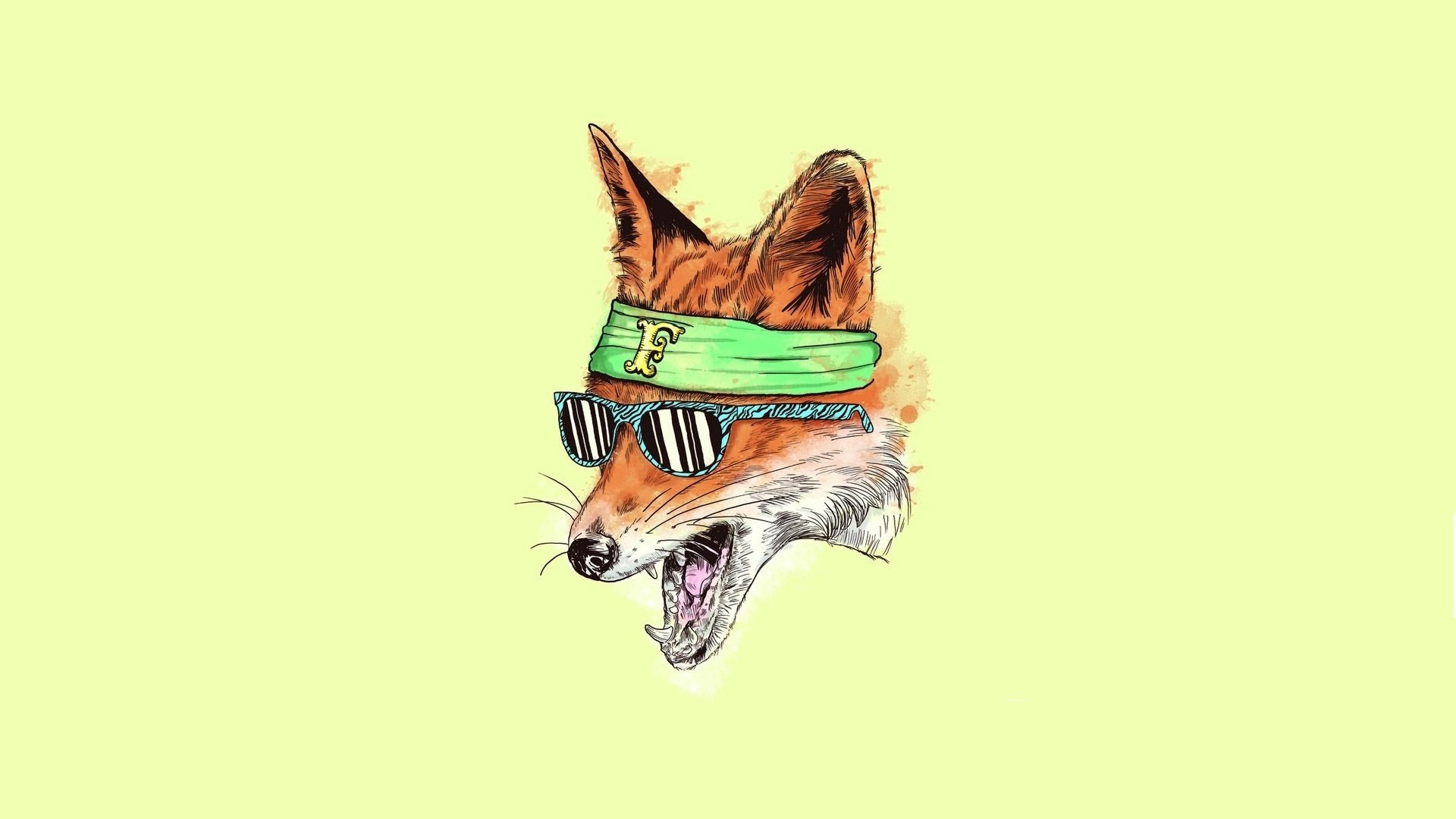 minimalism yellow fox glasses art art