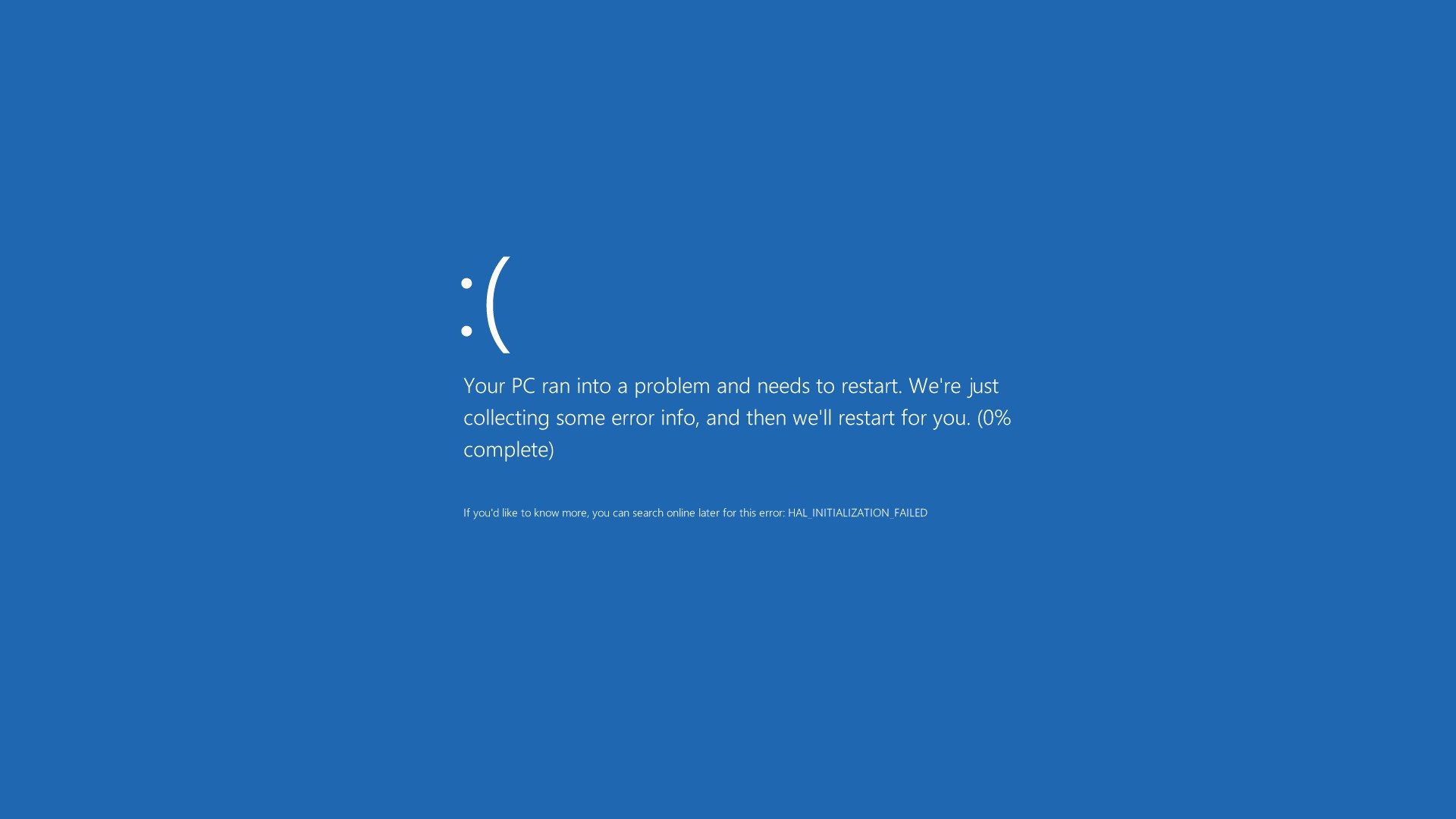 schermo della morte sorriso triste windows 8 blu minimalismo iscrizione