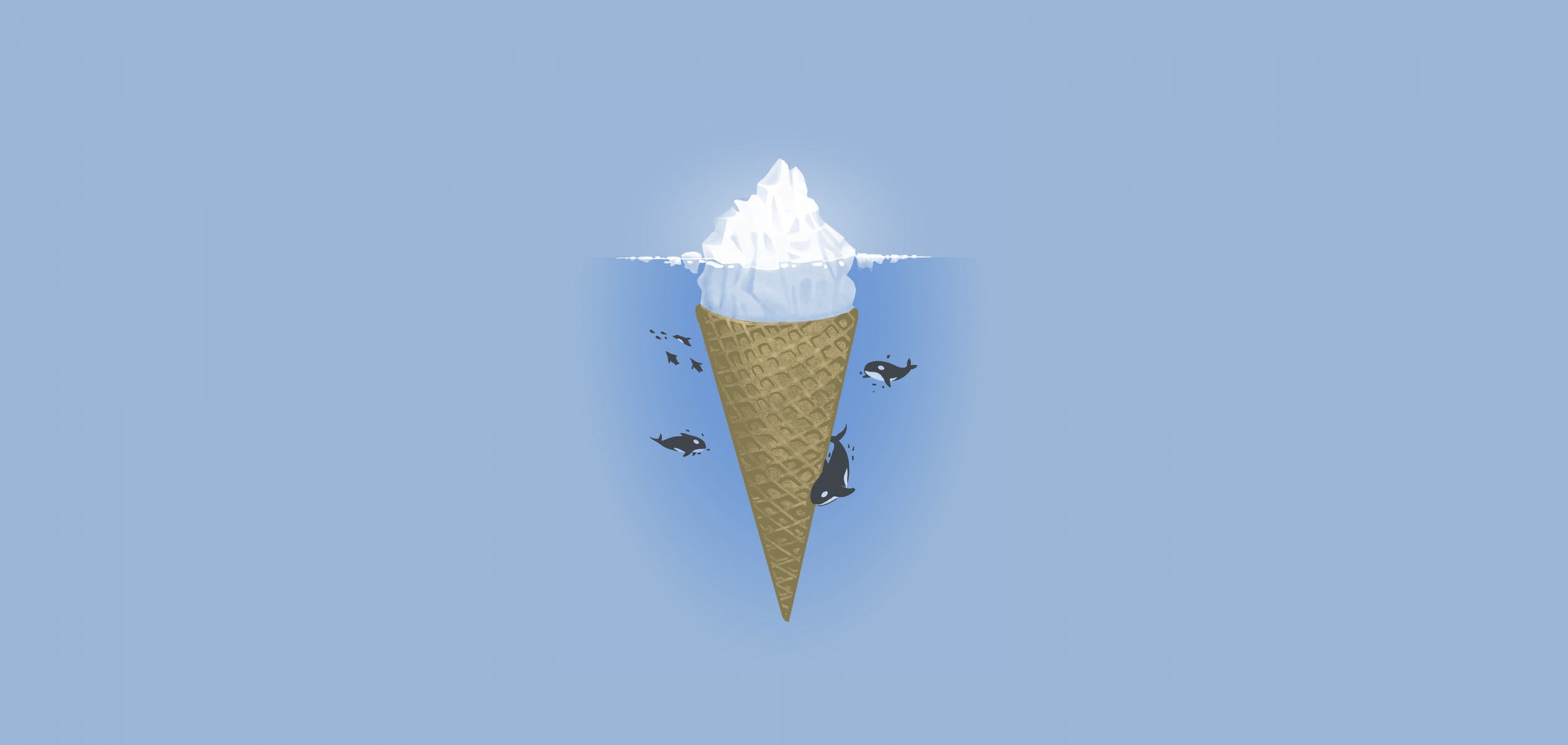 minimalisme crème glacée iceberg mer océan orques vecteur illustration hd