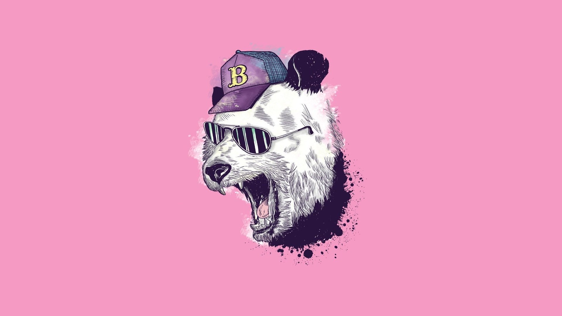 minimalismo rosa panda gafas gorra de béisbol fauces humor