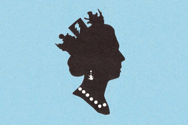 The profile of the English Queen is cut out of paper