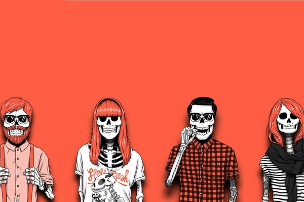 Minimalistic art with fashionable skeletons