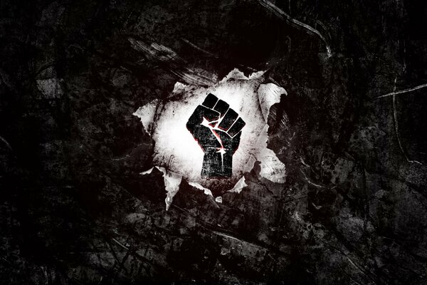 Unusual fist on a dark background