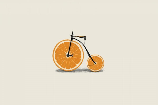 Orange Fahrrad, Zeichnung Minimalismus