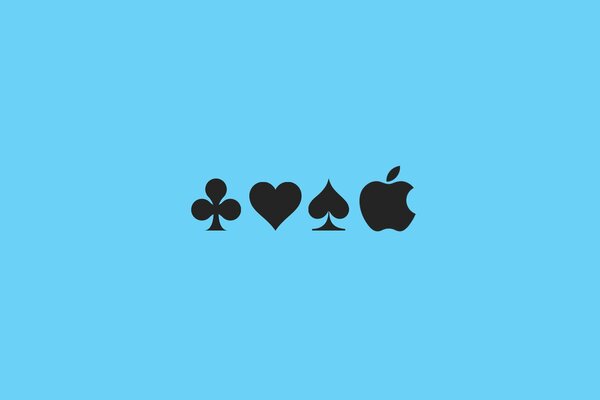 Bubi apple s cross of hearts on a blue background