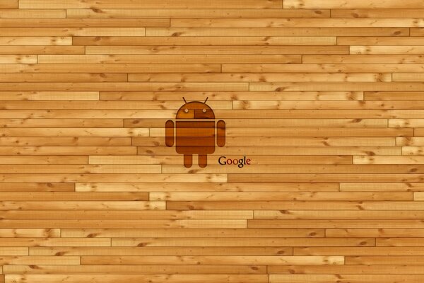 Logo Android sur fond en bois