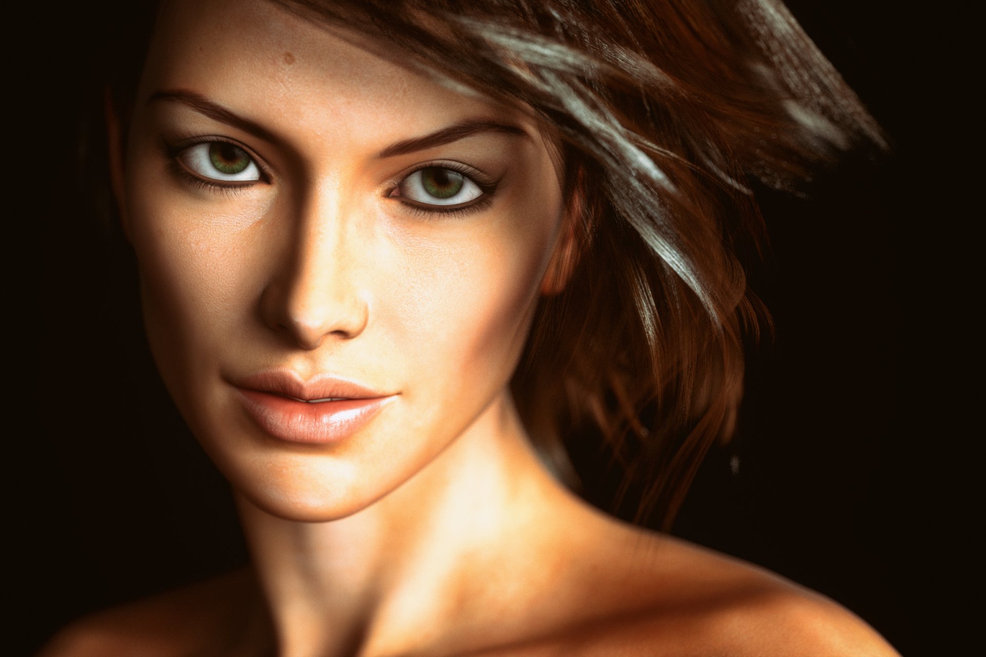 girl view rendering beauty face