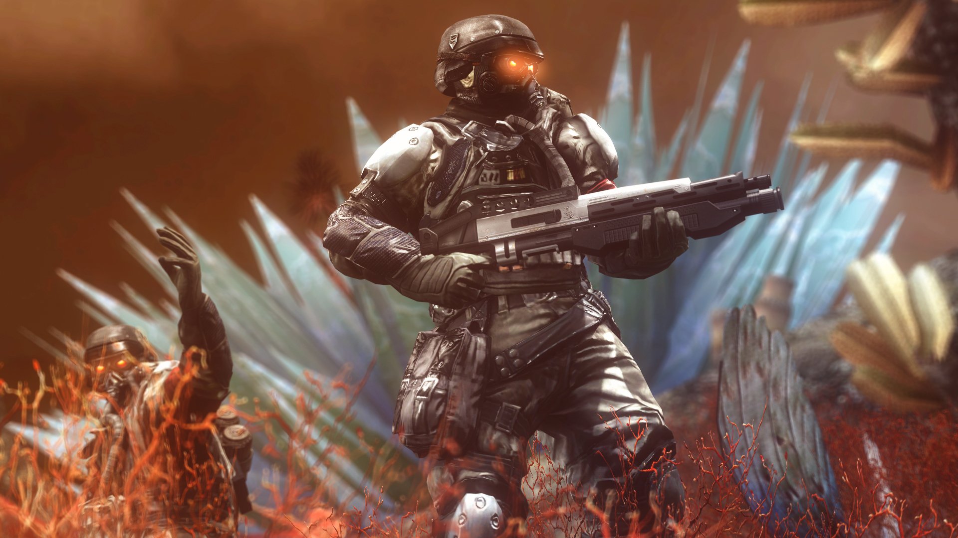 helghast killzone рендеринг тень падение killzone : shadow fall солдаты шлем оружие